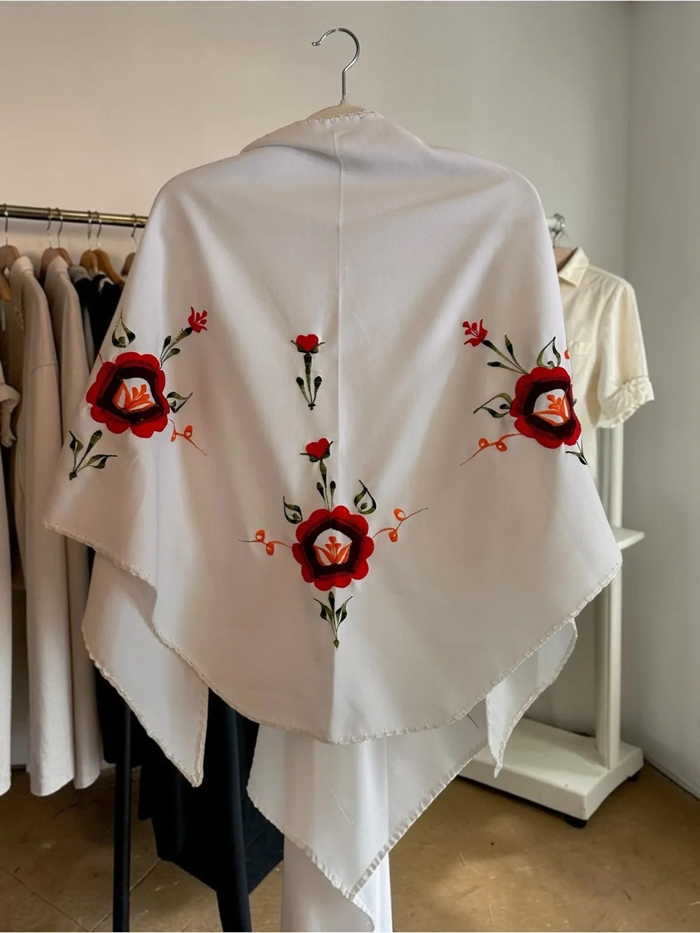 Vintage Boho Embroidered Shawl